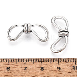 チベット風合金ビーズ  蝶結び  アンティークシルバー  11.5x26x6.5mm  穴：1.4~1.5mm&nbsp;TIBE-N013-21AS