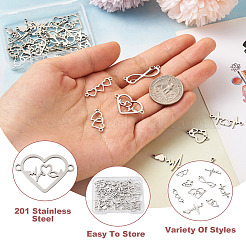 36Pcs 9 Styles 201 Stainless Steel Connector Charms&nbsp;STAS-PJ0001-32