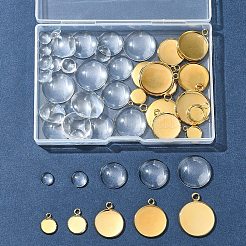 DIY Blank Dome 304 Stainless Steel Pendant Making Kits&nbsp;DIY-FS0008-36