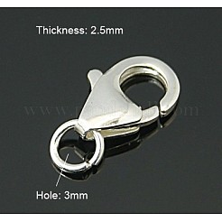 925スターリングシルバーカニカン  丸カン付き  銀  10x7x2.5mm  穴：3mm&nbsp;X-STER-A001-35