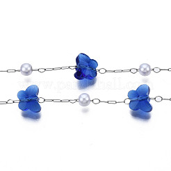 Glass Butterfly & ABS Plastic Pearl Beaded Chains&nbsp;CHS-N003-02-03