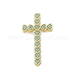 18k ゴールドメッキ真鍮製ガラスペンダント  クロス  ミックスカラー  41x23x6mm  穴：4x2.8mm&nbsp;KK-A209-17G