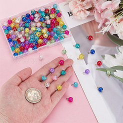 160Pcs Crackle Glass Pendants&nbsp;PALLOY-HY00086