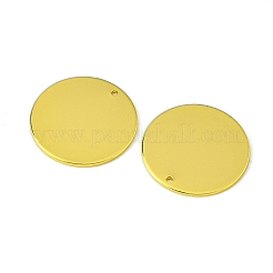 真鍮チャーム  空白タグのスタンプ  フラットラウンド  18KGP本金メッキ  25x1mm  穴：1.4mm&nbsp;KK-WH0041-05-G