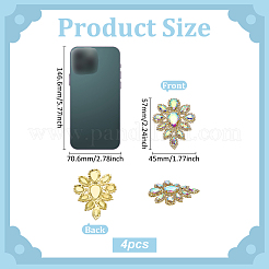 4Pcs Teardrop Shape Hotfix Rhinestone Iron on Patches&nbsp;PATC-FG0002-25B