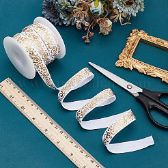 10Yards Gold Stamping Flower Polyester Elastic Cord&nbsp;OCOR-WR0001-49B