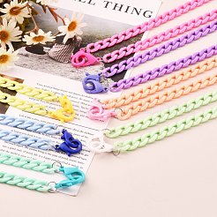 7個7色個性的アクリルカーブチェーンネックレスセット  眼鏡チェーン  ハンドバッグチェーン  プラスチック製のカニカン付き  ミックスカラー  24インチ（61cm）  1pc /カラー&nbsp;NJEW-JN03515
