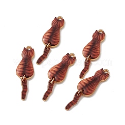 メッキ合金エナメルチャームラック  ライトゴールド  猫のチャーム  カラフル  34x10x2mm  穴：1.5mm&nbsp;ENAM-K050-01G