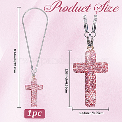 Polymer Clay Rhinestone Cross Pendant Alloy Chain Necklaces&nbsp;NJEW-CN0001-16C