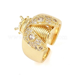 Ladybug Brass Micro Pave Cubic Zirconia Cuff Rings for Women&nbsp;RJEW-A088-09A-G