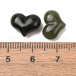天然ネフライト翡翠ビーズ  ハート  10x13x5.5mm  穴：0.8mm&nbsp;G-Z155-13