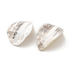ガラスラインストーンカボション  フラットバック＆バックメッキ  多面カット  葉  透明  10x7x3.5mm&nbsp;GLAA-B012-07