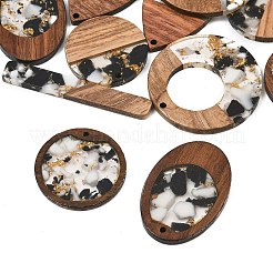 ウォールナット材、透明樹脂、金箔のペンダント  ミックスシェイプチャーム  ホワイト  28~52x7.5~38x2.5~2mm  穴：1.5mm  約14個/セット&nbsp;WD-CBA583A-05