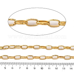 304ステンレススチールテクスチャアズキチェーン  スプールで  PVD真空メッキ  溶接されていない  18KGP本金メッキ  11x6x2mm  約32.81フィート（10m）/ロール&nbsp;STAS-P386-10G