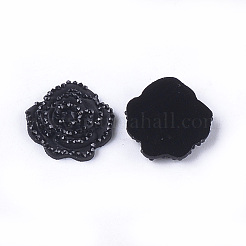 レジンラインストーンカボション  花  ブラック  14x14x3mm&nbsp;CRES-T012-02J