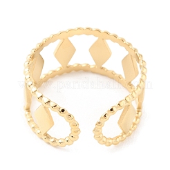 304 Stainless Steel Hollow Rhombus Open Cuff Rings&nbsp;RJEW-D002-20G