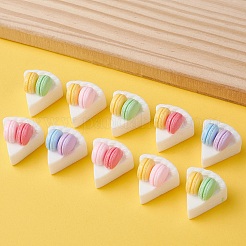 30 個不透明樹脂模造食品カボション  三角ケーキとマカロン  ミックスカラー  22x20.5x17mm&nbsp;RESI-CJ0003-63