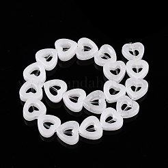 天然石ホワイトジェイドビーズ連売り  中空の心  10x10x3~4mm  穴：1mm  約20個/連  7.48インチ（19cm）&nbsp;G-N342-96