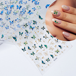 6 Sheets 2 Styles Butterfly Pattern PET Plastic Nail Art Stickers&nbsp;DIY-HS0002-06