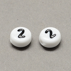白と黒のアクリル  numがフラットラウンド。2  7x4mm  穴：1.3mm  約3600個/500g&nbsp;SACR-Q102-02