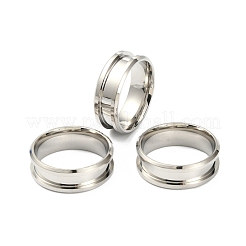 201 Stainless Steel Grooved Finger Ring Settings&nbsp;MAK-WH0007-16P