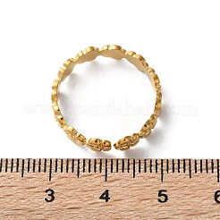 イオンプレーティング（IP）304ステンレススチール指輪  カフスリング  長持ちメッキ  花  ゴールドカラー  usサイズ8 1/2(18.5mm)  5mm&nbsp;RJEW-L102-31G