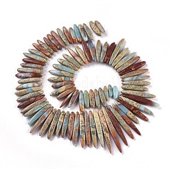 天然アクアテラジャスパーグラデーションビーズ連売り  印象ジャスパー  牙の形状  16~52x5~6x5~5.5mm  穴：1mm  約82~87個/連  15.9~16.9インチ（40.5~43cm）&nbsp;G-F590-01