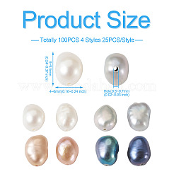 100Pcs 4 Styles Natural Cultured Freshwater Pearl Beads&nbsp;PEAR-BT0001-02