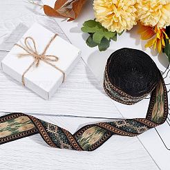 エスニック風刺繍ポリエステルリボン  ジャカードリボン  服飾材料  シエナ  菱形模様  1-1/2インチ（38mm）  5ヤード/袋&nbsp;OCOR-GF0002-24C