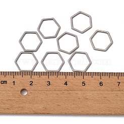 変色しない304ステンレススチール製リンクリング  六角  ステンレス鋼色  13.5x12x0.8mm&nbsp;X-STAS-S079-26A