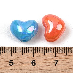 不透明なアクリルビーズ  ハート  ABカラーメッキ  ミックスカラー  10x12.5x8.5mm  穴：1.8mm  約769個/500g&nbsp;AC-CBA9EC7-05