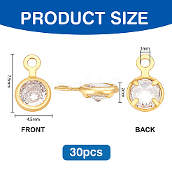 Brass Clear Cubic Zirconia Charms&nbsp;KK-PH0014-36B