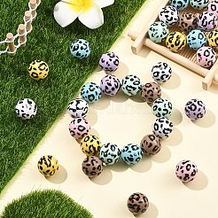 35Pcs 7 Colors Printed Opaque Acrylic Beads&nbsp;OACR-YW0004-51