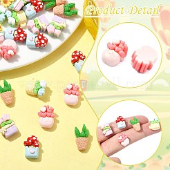60Pcs 6 Styles Potted Plant Themed Opaque Resin Cabochons&nbsp;CRES-CJ0001-76