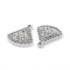合金クリスタルラインストーンペンダント  三角形のチャーム  プラチナ  21.5x18x4mm  穴：2mm&nbsp;ALRI-H004-36P