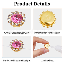 ガラスラインストーンボタン  黄金トーン合金パーツ  花  ミックスカラー  9~16x4~7mm  穴：2.5~5x1.5~2.5mm  250個/セット&nbsp;DIY-HS0001-64