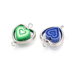 Polymer Clay Heart & CCB Frame Links Connector Charms&nbsp;CLAY-T022-20M-A