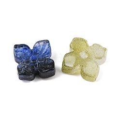 焼き付け塗料と金色の金属で覆われたガラスビーズ  花  ミックスカラー  10.5x8x3.5mm  穴：1.4mm&nbsp;X-DGLA-T004-15M