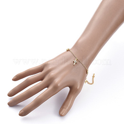 Brass Micro Pave Clear Cubic Zirconia Charms Bracelets&nbsp;BJEW-JB05253-01