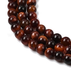 Dyed & Heated Natural Red Tiger Eye Bead Strands&nbsp;G-K146-50-3mm-01