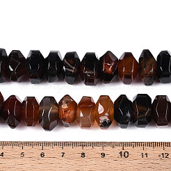 天然石瑪瑙ビーズ連売り  染め  多面カット  ロンデル  サドルブラウン  11~18x11~18x8~10mm  穴：1.2mm  約40~41個/連  14.57~14.96インチ（37~38cm）&nbsp;G-N356-01A-02