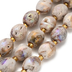 Electroplated Natural Druzy Geode Crystal Beads Strands&nbsp;G-F833-O01-01C