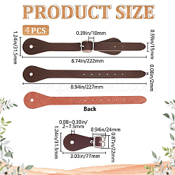 合金レザー靴紐バンド4個  靴用  サドルブラウン  180~255x31.5x2~10mm&nbsp;FIND-GF0009-28B