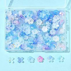 金属で編んだアクリルビーズキャップ  花  ブルー  11~11.5x11~11.5x2~4mm  穴：1.5~1.6mm  220個/セット&nbsp;OACR-FS0002-49A
