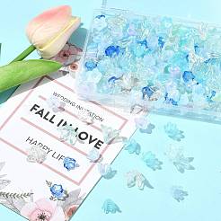 ミックススタイルのアクリルビーズキャップ  花  ブルー  10~16x10~16x6~12mm  穴：1.2~1.5mm  250個/セット&nbsp;OACR-FS0002-50B