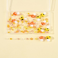 156個 10種類の手作りミルフィオリガラスビーズ  花＆キノコ  ミックスカラー  3.7~16x2.5~12mm  穴：1~2mm&nbsp;LAMP-FS0001-32
