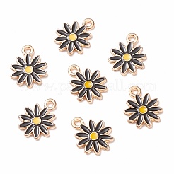 合金エナメルチャーム  菊  ライトゴールド  ブラック  13x9x1mm  穴：1.4mm&nbsp;ENAM-N047-I02