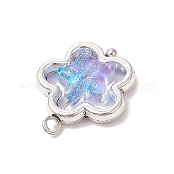 合金とガラスのペンダント7個  花  17.5x14x3.5mm  穴：1.8mm&nbsp;PALLOY-JF03366-01