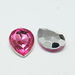 模造台湾アクリルラインストーンカボション  尖ったバック＆ファセット  ティアドロップ  ミックスカラー  14x10x4mm  約1000個/袋&nbsp;GACR-A017-10x14mm-M