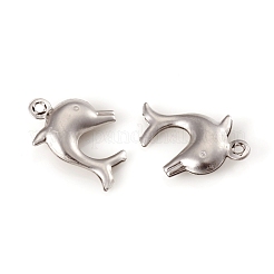 変色しにくい304ステンレススチールペンダント  イルカ  ステンレス鋼色  16x10x3mm  穴：1mm&nbsp;STAS-G229-10P-01